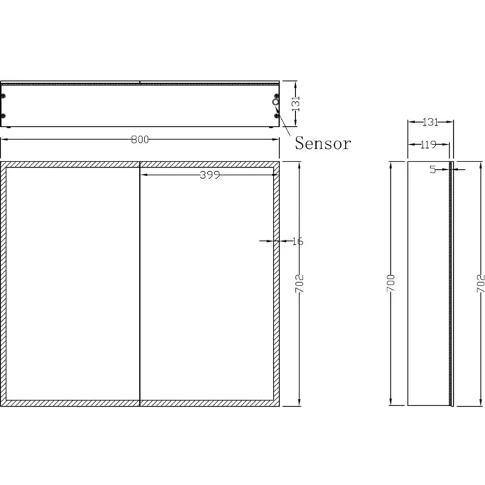 Wiesbaden Quatro Spiegelkast met LED - 80x70x13cm - Dimbaar - Draaideur - Rechthoek - Aluminium