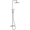 Wiesbaden Ribbd Thermostatische Regendoucheset - met 25cm Ronde Hoofddouche en Handdouche - Opbouw - Geborsteld Staal