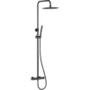 Wiesbaden Ribbd Thermostatische Regendoucheset - met 25cm Ronde Hoofddouche en Handdouche - Opbouw - Mat Zwart