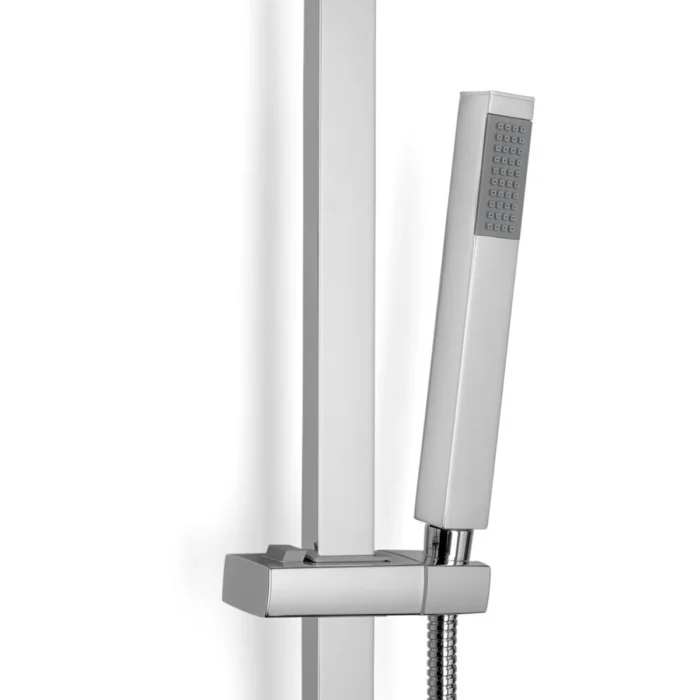 Wiesbaden Rombo Thermostatische Regendoucheset - met 25cm Vierkante Hoofddouche en Staafhanddouche - Opbouw - Chroom