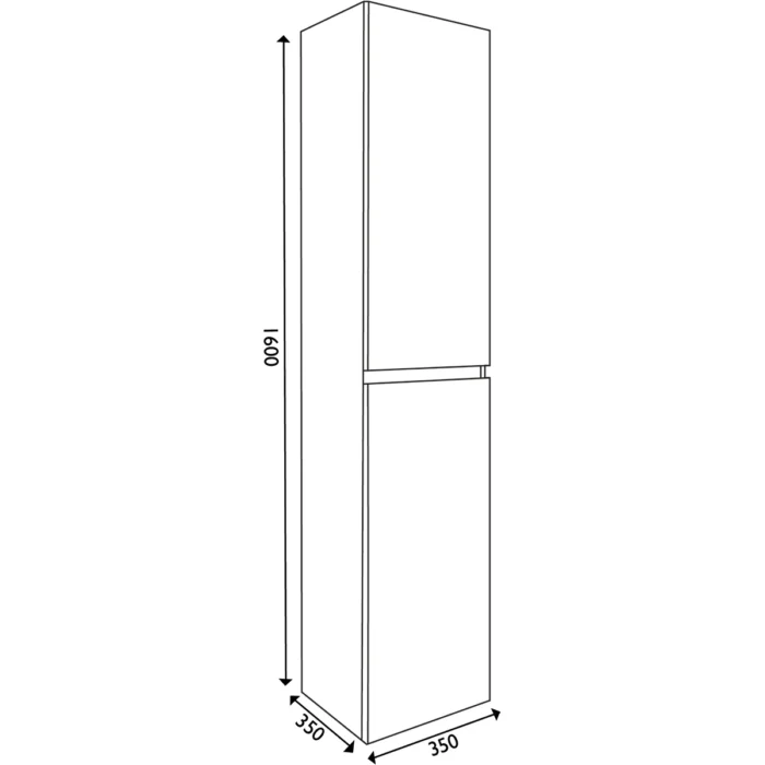 Wiesbaden Vision Badkamerkast - 160x35x35cm - 2 deuren - Draaideur - Opbouw - MDF - Houtnerf Grijs