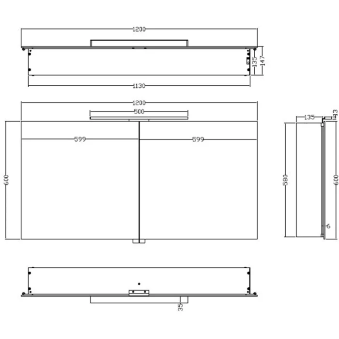 Xellanz Bright Spiegelkast met LED - 120x60x14cm - Draaideur - Rechthoek - Aluminium