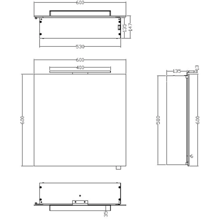 Xellanz Bright Spiegelkast met LED - 60x60x14cm - Draaideur - Vierkant - Aluminium