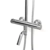 Xellanz Caral eco Thermostatische Badmengkraan met Regendoucheset - met 31cm Ronde Hoofddouche en Staafhanddouche - Opbouw - Chroom