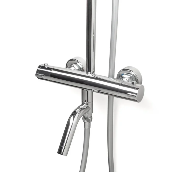 Xellanz Caral eco Thermostatische Badmengkraan met Regendoucheset - met 31cm Ronde Hoofddouche en Staafhanddouche - Opbouw - Chroom