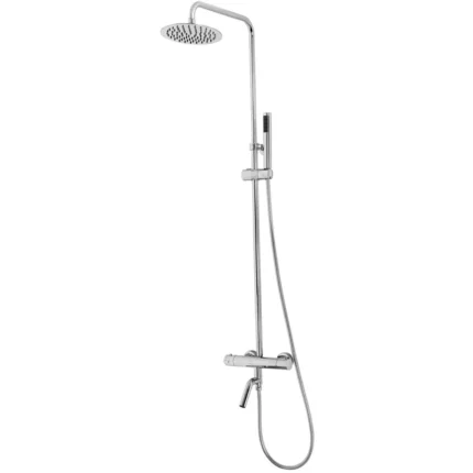 Xellanz Caral eco Thermostatische Badmengkraan met Regendoucheset - met 31cm Ronde Hoofddouche en Staafhanddouche - Opbouw - Chroom