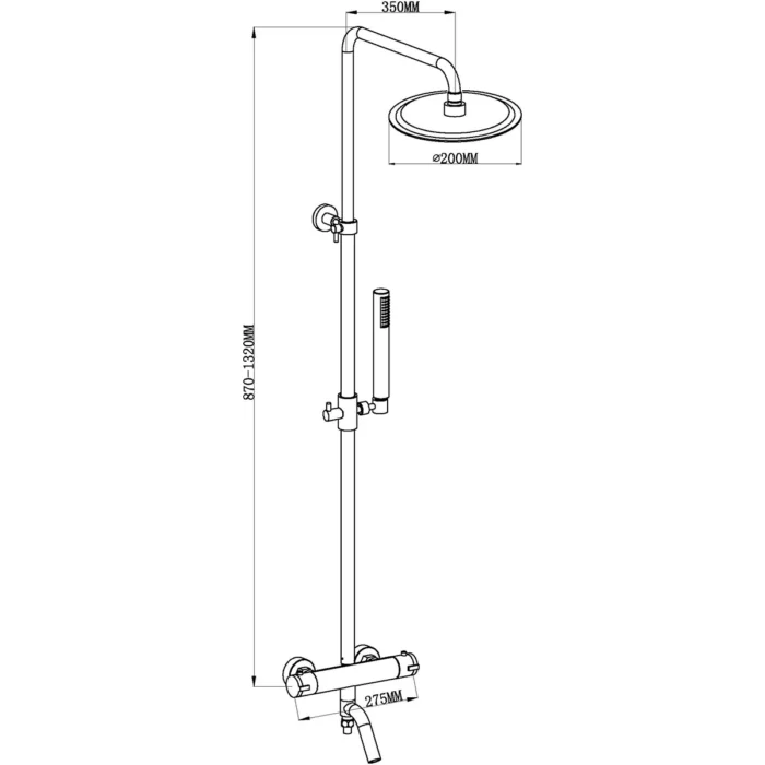 Xellanz Caral eco Thermostatische Badmengkraan met Regendoucheset - met 31cm Ronde Hoofddouche en Staafhanddouche - Opbouw - Chroom