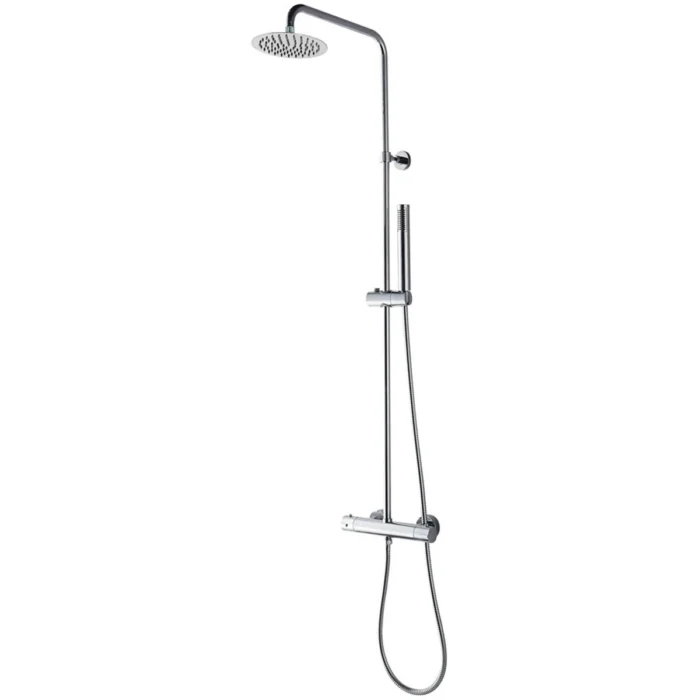 Xellanz Caral eco Thermostatische Regendoucheset - met 20cm Ronde Hoofddouche en Staafhanddouche - Opbouw - Chroom