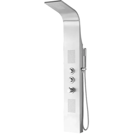 Xellanz Erie Thermostatische Douchepaneel - 148x22cm - 1 Hoofddouche - 2 Massagedouches - 1 Chromen Handdouche - 1 Chromen Doucheslang - RVS