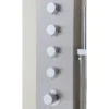 Xellanz Huron Thermostatische Douchepaneel - 165x20cm - 1 Hoofddouche - 2 Massagedouches - 4 Omstelknoppen - 1 Chromen Handdouche - 1 Chromen Doucheslang - RVS