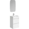 Xellanz Mini Wastafelonderkast met Spiegel - 45x35.1x72.2cm - 2 lades - 1 kraangat - MDF - Greeploos - Glans Wit