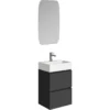 Xellanz Mini Wastafelonderkast met Spiegel - 45x35.1x72.2cm - 2 lades - 1 kraangat - MDF - Greeploos - Mat Zwart