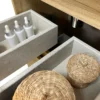 Xellanz Mini Wastafelonderkast met Spiegel - 45x35.1x72.2cm - 2 lades - 1 kraangat - MDF - Greeploos - Mat Zwart