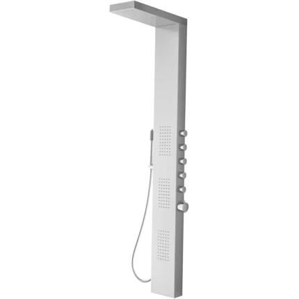 Xellanz Ohio Thermostatische Douchepaneel - 158x20cm - 1 Hoofddouche - 3 Massagedouches - 5 Stopkranen - 1 Chromen Handdouche - 1 Chromen Doucheslang - RVS