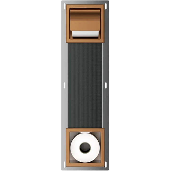 Xellanz Rocko Toiletrolhouder met Klep - Reserverolhouder - Inbouw - Geborsteld Brons Koper