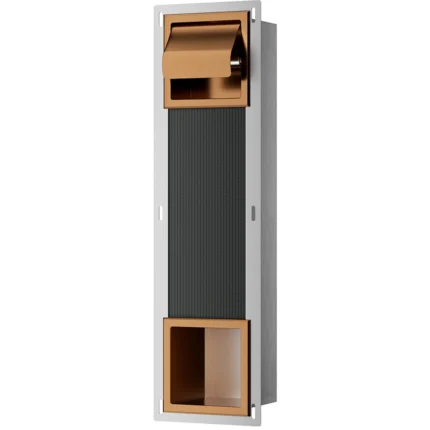 Xellanz Rocko Toiletrolhouder met Klep - Reserverolhouder - Inbouw - Geborsteld Brons Koper