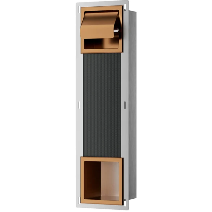 Xellanz Rocko Toiletrolhouder met Klep - Reserverolhouder - Inbouw - Geborsteld Brons Koper