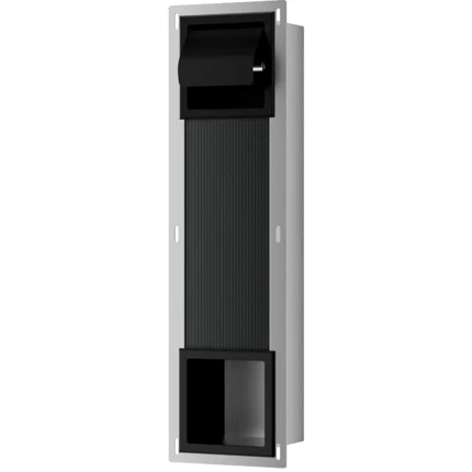 Xellanz Rocko Toiletrolhouder met Klep - Reserverolhouder - Inbouw - Mat Zwart