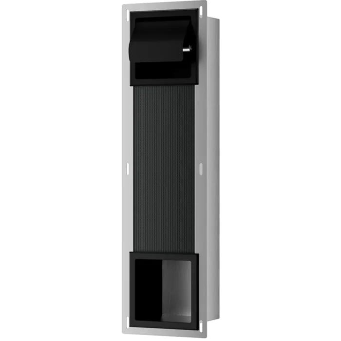 Xellanz Rocko Toiletrolhouder met Klep - Reserverolhouder - Inbouw - Mat Zwart