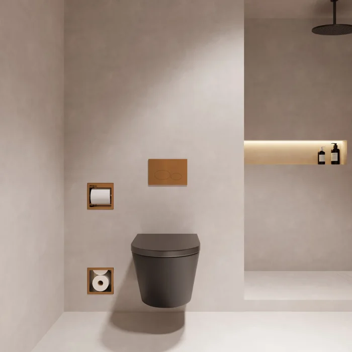 Xellanz Rocko Toiletrolhouder zonder Klep - Reserverolhouder - Inbouw - Geborsteld Brons Koper