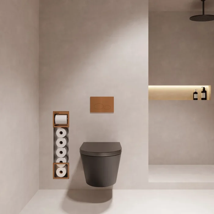 Xellanz Rocko Toiletrolhouder zonder Klep - Reserverolhouder - Inbouw - Geborsteld Brons Koper