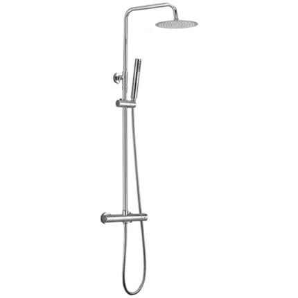 Xellanz Twenty eco Thermostatische Regendoucheset - met 20cm Ronde Hoofddouche en Staafhanddouche - Opbouw - Chroom