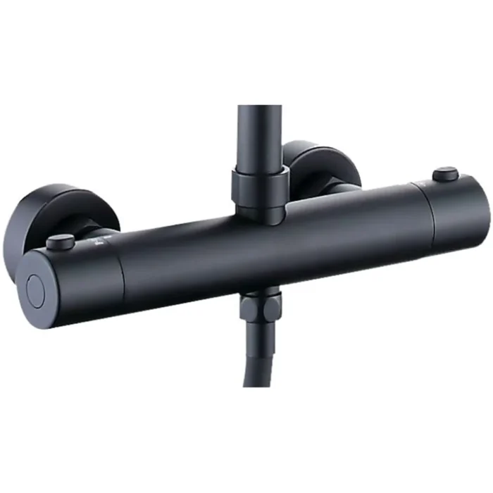 Xellanz Twenty eco Thermostatische Regendoucheset - met 20cm Ronde Hoofddouche en Staafhanddouche - Opbouw - Mat Zwart