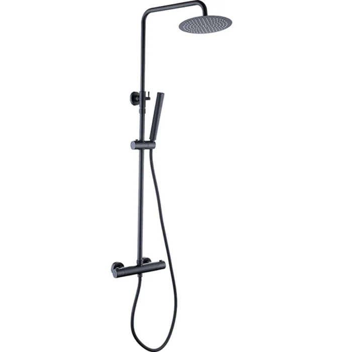 Xellanz Twenty eco Thermostatische Regendoucheset - met 20cm Ronde Hoofddouche en Staafhanddouche - Opbouw - Mat Zwart