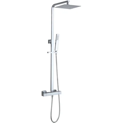 Xellanz Twenty eco Thermostatische Regendoucheset - met 20cm Vierkante Hoofddouche en Staafhanddouche - Opbouw - Chroom