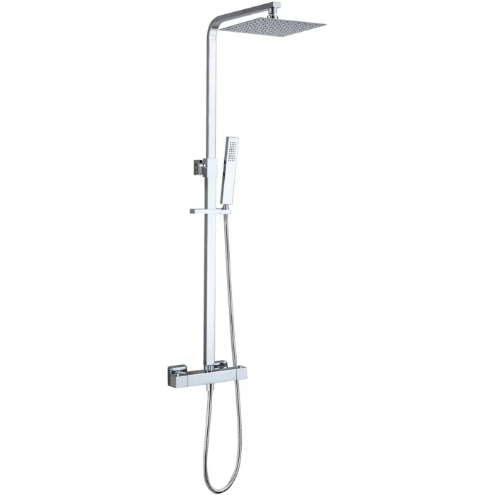 Xellanz Twenty eco Thermostatische Regendoucheset - met 20cm Vierkante Hoofddouche en Staafhanddouche - Opbouw - Chroom