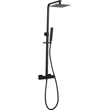 Xellanz Twenty eco Thermostatische Regendoucheset - met 20cm Vierkante Hoofddouche en Staafhanddouche - Opbouw - Mat Zwart