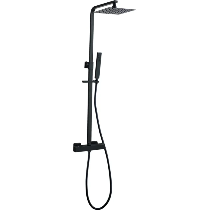 Xellanz Twenty eco Thermostatische Regendoucheset - met 20cm Vierkante Hoofddouche en Staafhanddouche - Opbouw - Mat Zwart