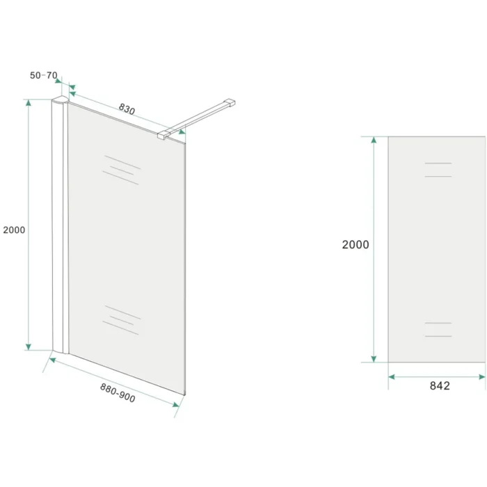 Wiesbaden Comfort Inloopdouche - 900x2000x10cm - Profiel - NANO - 1 wand - Melkglas/Chroom