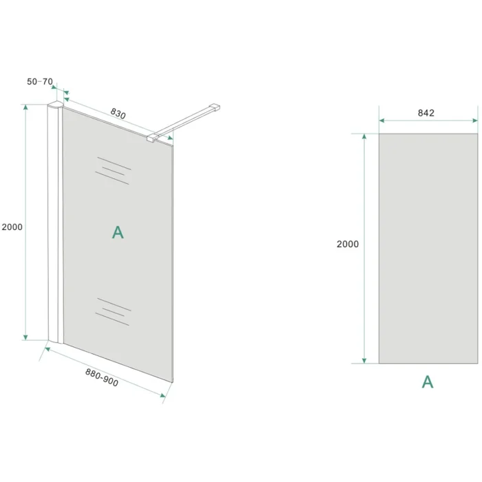 Wiesbaden Comfort Inloopdouche - 900x2000x10cm - Profiel - NANO - 1 wand - Rookglas/Chroom