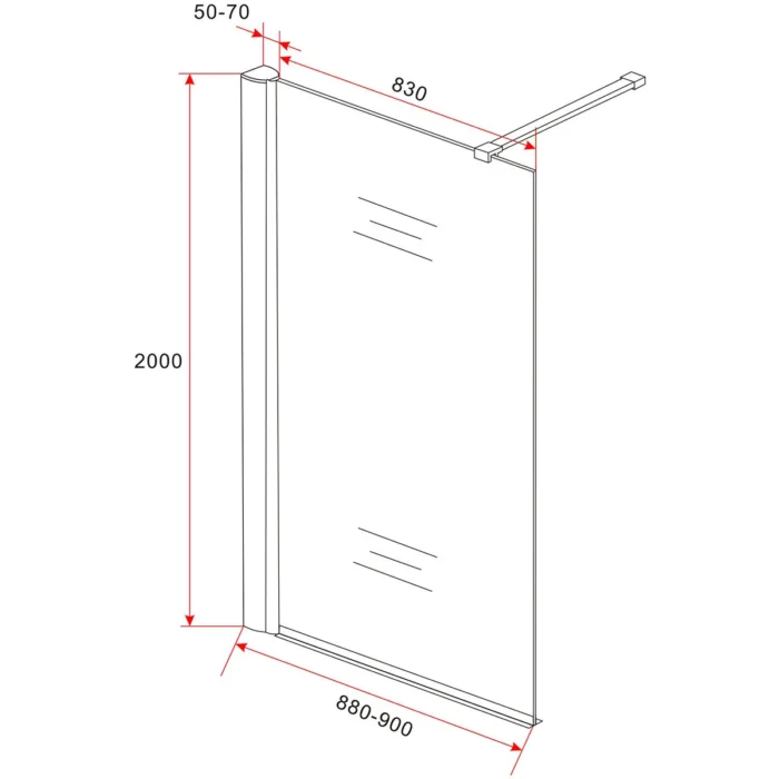 Wiesbaden Graffic Inloopdouche - 900x2000x10mm - NANO - Safety Glass Folie - Helder Glas/Chroom