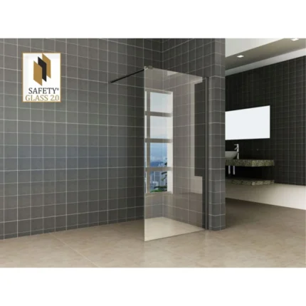 Wiesbaden Graffic Inloopdouche - 900x2000x10mm - NANO - Safety Glass Folie - Helder Glas/Mat Zwart