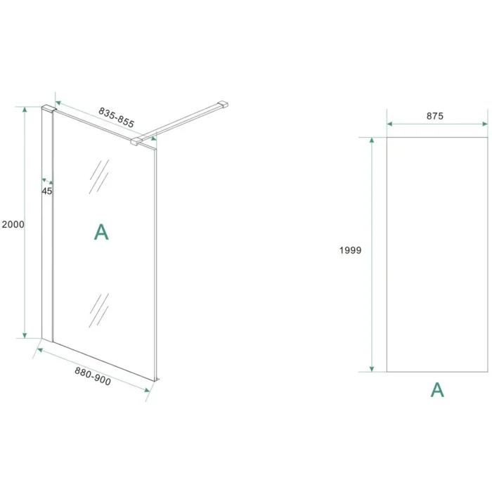 Wiesbaden Hibera Inloopdouche - 900x2000x10mm - Profiel - NANO - Helder Glas/RVS