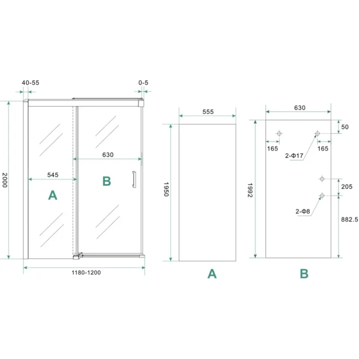 Wiesbaden Puerta Nisdeur met 1 Schuifdeur - 1200x2000x8mm - Profiel - NANO - Helder Glas/Chroom