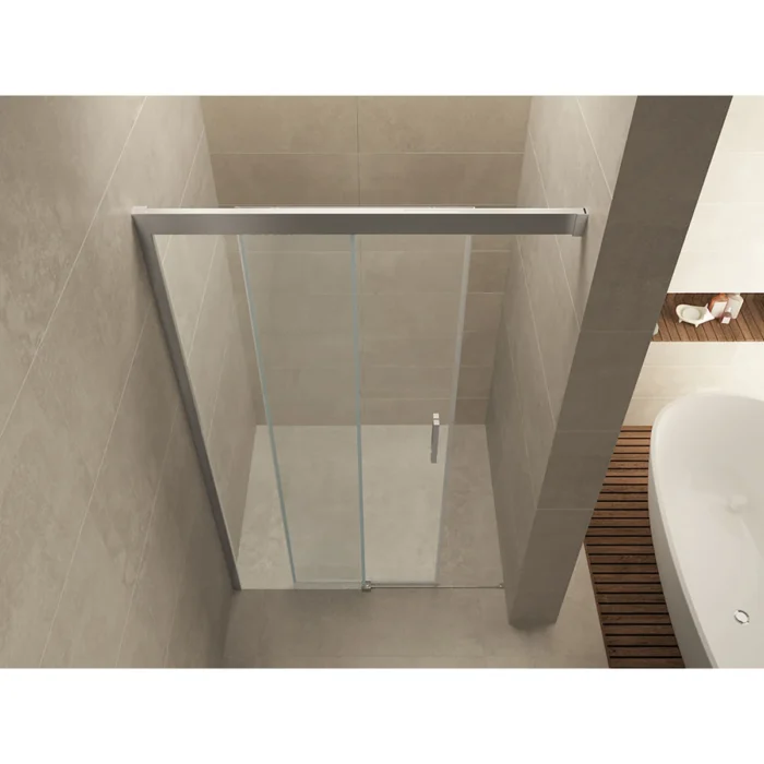 Wiesbaden Puerta Nisdeur met 1 Schuifdeur - 900x2000x8mm - Profiel - NANO - Helder Glas/Chroom