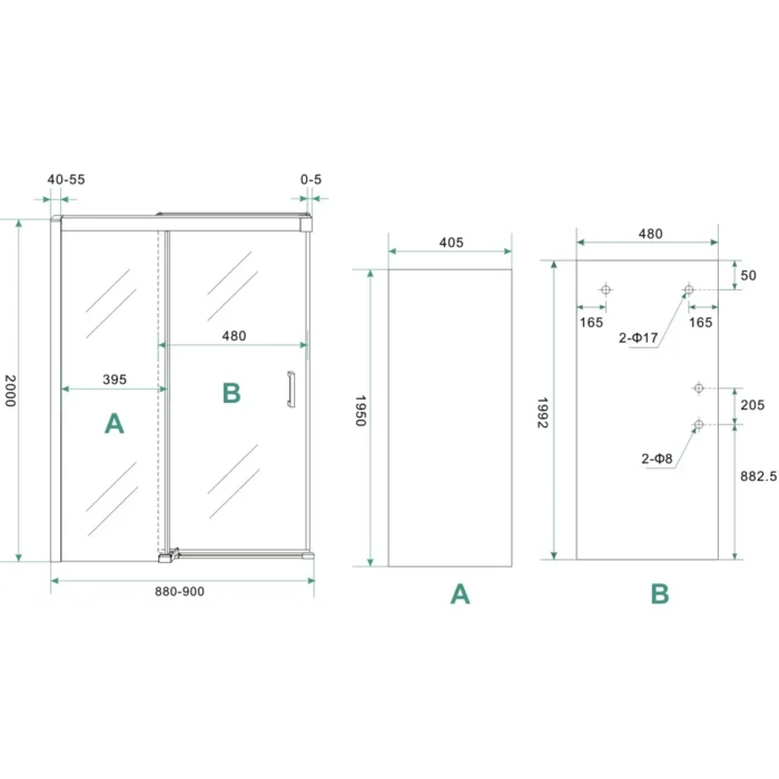 Wiesbaden Puerta Nisdeur met 1 Schuifdeur - 900x2000x8mm - Profiel - NANO - Helder Glas/Chroom