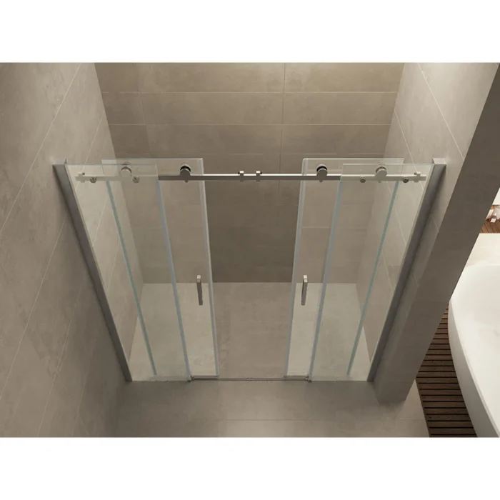 Wiesbaden Slide Nis Schuifdeur Dubbel - 1800x2000x8mm - Profiel - NANO - Helder Glas/Chroom