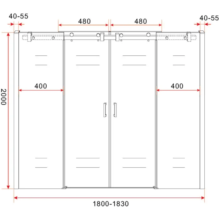 Wiesbaden Slide Nis Schuifdeur Dubbel - 1800x2000x8mm - Profiel - NANO - Helder Glas/Chroom