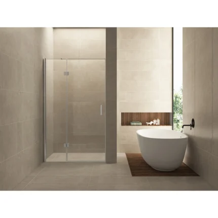 Wiesbaden Vaz Nisdeur met Vast Deel - 800x2000x8mm - Profiel - NANO - Helder Glas/Chroom