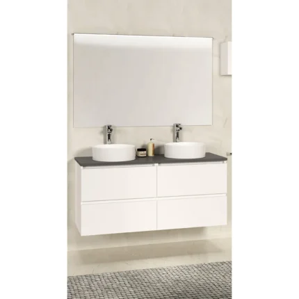 Xellanz Bologna Onderkast met Blad en Spiegel - 120cm - 4 lades - Zwart/Wit