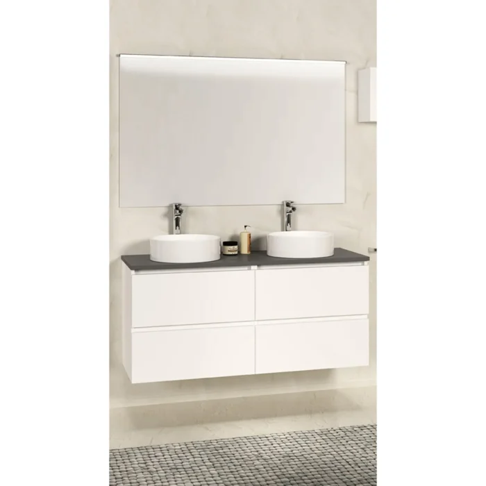 Xellanz Bologna Onderkast met Blad en Spiegel - 120cm - 4 lades - Zwart/Wit