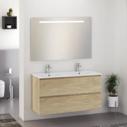 Xellanz Sephia Compleet Badmeubelset met LED Spiegel - 120cm - 2 lades - 2 kraangaten - Nature