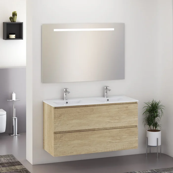 Xellanz Sephia Compleet Badmeubelset met LED Spiegel - 120cm - 2 lades - 2 kraangaten - Nature