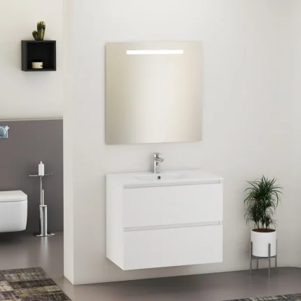 Xellanz Sephia Compleet Badmeubelset met LED Spiegel - 80cm - 2 lades - 1 kraangat - Mat Wit