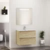 Xellanz Sephia Compleet Badmeubelset met LED Spiegel - 80cm - 2 lades - 1 kraangat - Nature