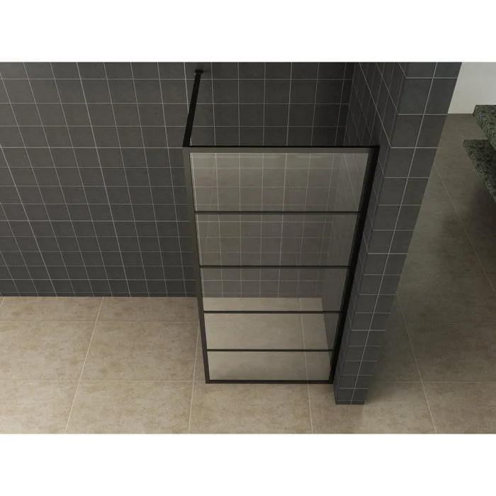 Wiesbaden Horizon Inloopdouche met Raster - 900x2000x8mm - Profiel - NANO - Helder Glas/Mat Zwart